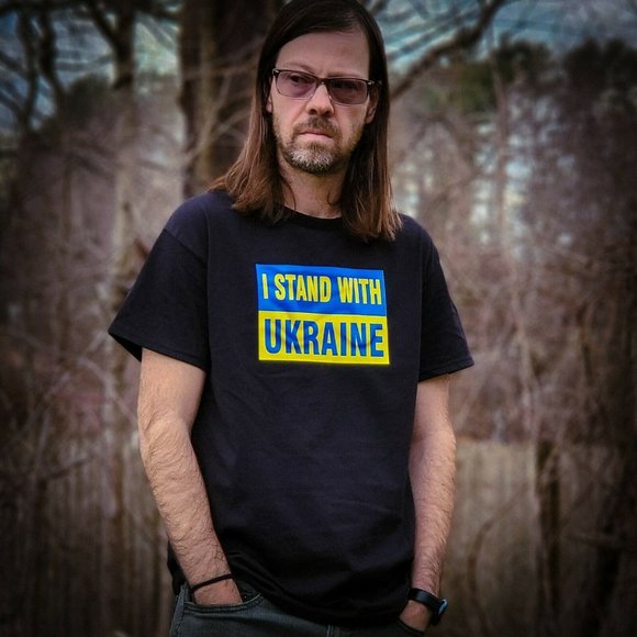 'I Stand With Ukraine' T-shirt Black Support Ukraine Flag Pride FREE SHIPPING - Picture 6 of 8